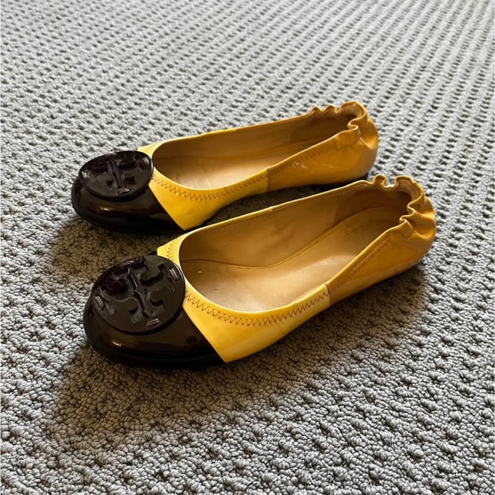 Tory Burch cream and brown Flats